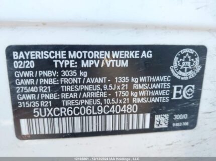 5UXCR6C06L9C40480 2020 BMW