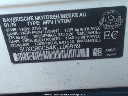 5UXCR6C54KLl06969 2019 BMW