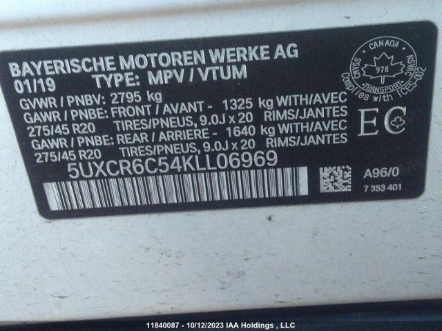 5UXCR6C54KLl06969 2019 BMW