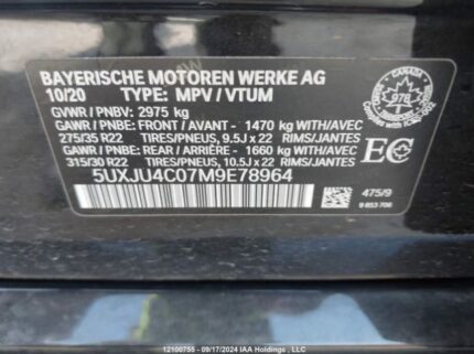 5UXJU4C07M9E78964 2021 BMW