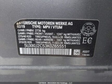 5UXKU2C53K0z65551 2019 BMW