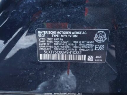 5UXTY5C06M9H10232 2021 BMW