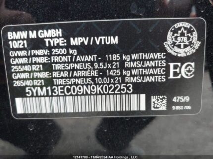 5YM13EC09N9K02253 2022 BMW