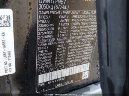 SALWR2SU2MA773492 2021 LAND ROVER