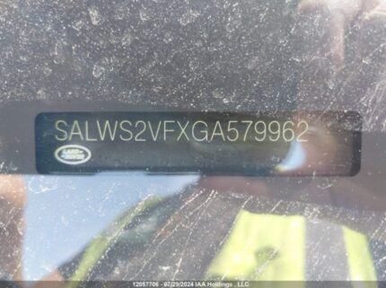 SALWS2VFXGA579962 2016 LAND ROVER