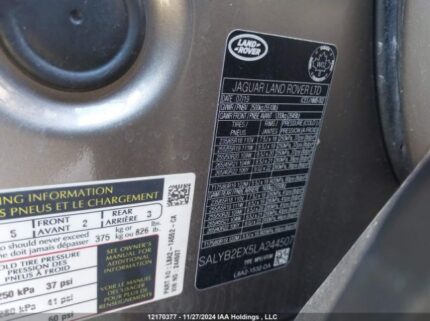 SALYB2EX5LA244507 2020 LAND ROVER