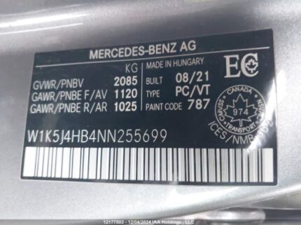 W1K5J4HB4NN255699 2022 MERCEDES-BENZ