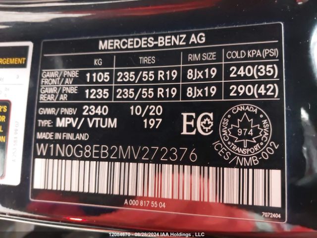 W1N0G8EB2MV272376 2021 MERCEDES-BENZ