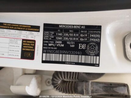 W1N0G8EB9NV330940 2022 MERCEDES BENZ