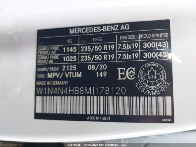 W1N4N4HB8MJ178120 2021 MERCEDES-BENZ