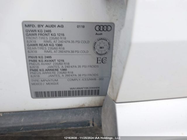 WA1ANAFY8K2044404 2019 AUDI