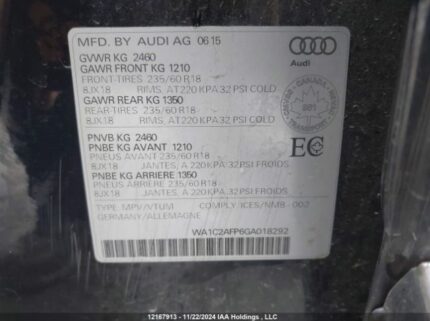 WA1C2AFP6GA018292 2016 AUDI