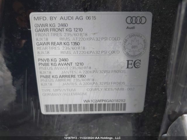 WA1C2AFP6GA018292 2016 AUDI