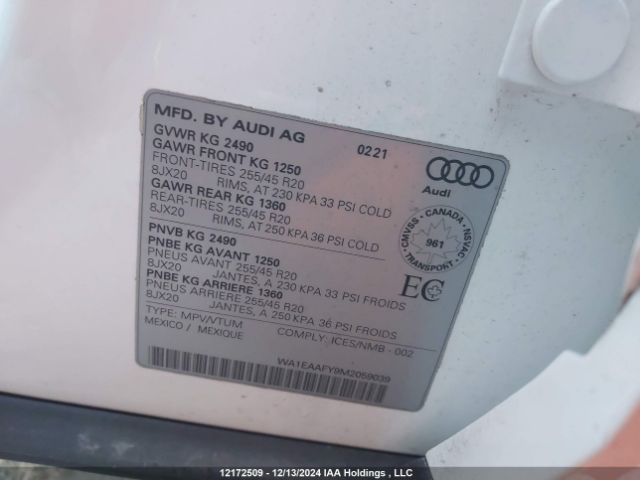 WA1EAAFY9M2059039 2021 AUDI