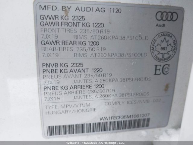 WA1FECF35M1061207 2021 AUDI