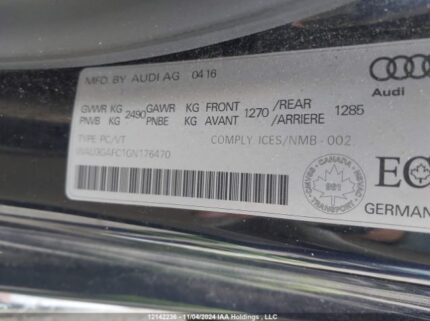 WAU3GAFC1GN176470 2016 AUDI