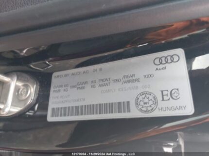 WAUAUGFF5J1068378 2018 AUDI