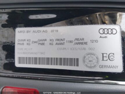 WAUB4CF54KA071942 2019 AUDI