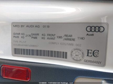 WAUBNAF48KN008957 2019 AUDI