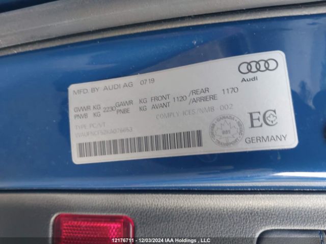 WAUFNCF52KA076653 2019 AUDI