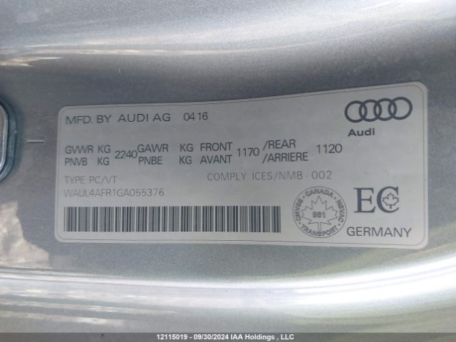 WAUL4AFR1GA055376 2016 AUDI