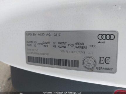 WAUPNAF50KA032367 2019 AUDI