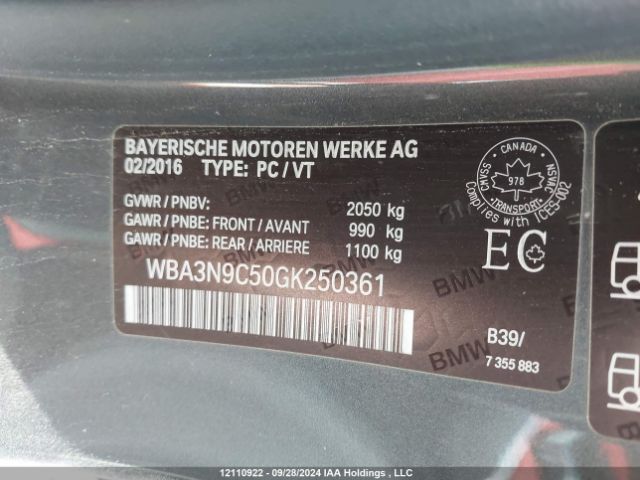 WBA3N9C50GK250361 2016 BMW