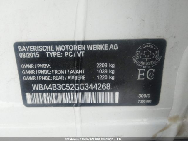 WBA4B3C52GG344268 2016 BMW