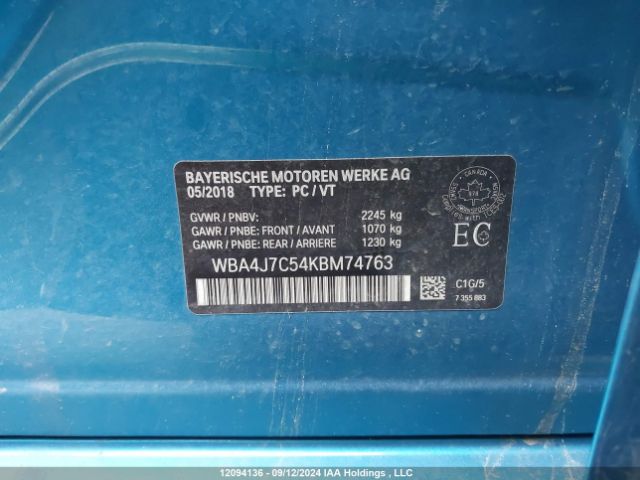 WBA4J7C54KBM74763 2019 BMW