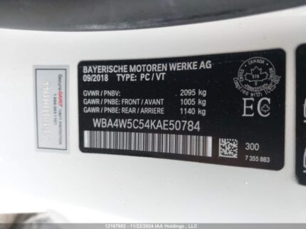 WBA4W5C54KAE50784 2019 BMW