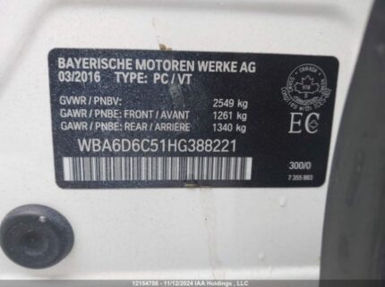 WBA6D6C51HG388221 2017 BMW