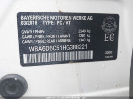 WBA6D6C51HG388221 2017 BMW