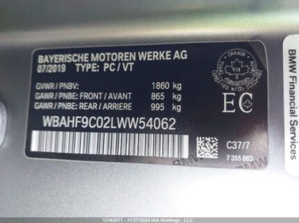 WBAHF9C02LWW54062 2020 BMW