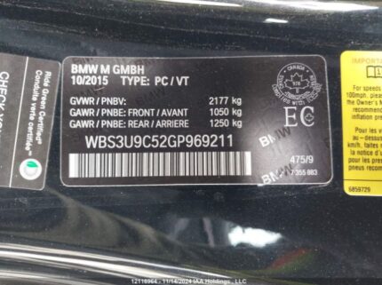 WBS3U9C52GP969211 2016 BMW