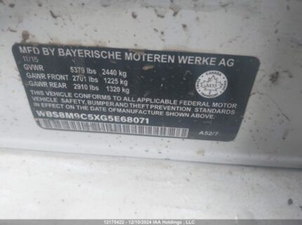 WBS8M9C5XG5E68071 2016 BMW