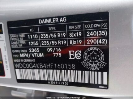 WDC0G4KB4HF160158 2017 MERCEDES-BENZ
