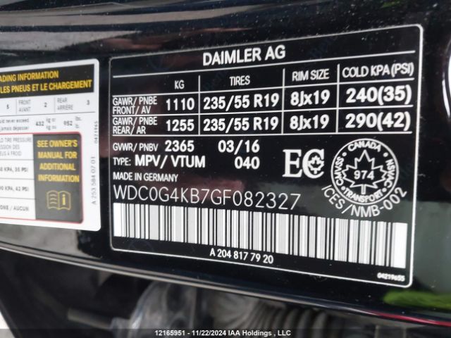 WDC0G4KB7GF082327 2016 MERCEDES-BENZ