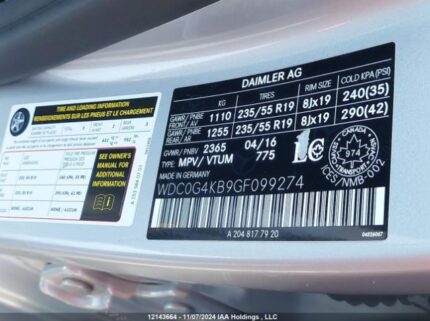 WDC0G4KB9GF099274 2016 MERCEDES-BENZ