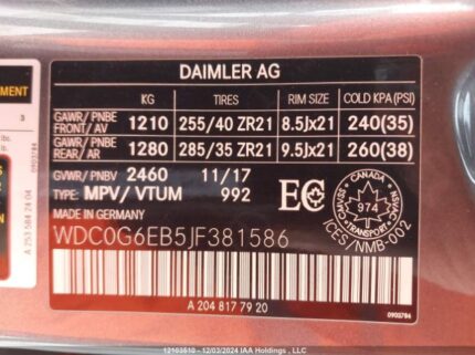 WDC0G6EB5JF381586 2018 MERCEDES-BENZ
