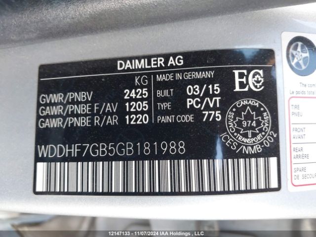 WDDHF7GB5GB181988 2016 MERCEDES-BENZ
