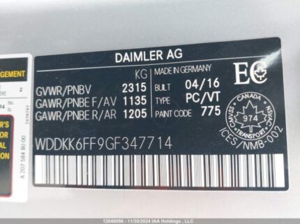 WDDKK6FF9GF347714 2016 MERCEDES-BENZ