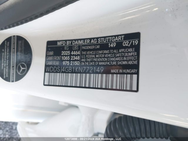 WDDSJ4GB1KN772149 2019 MERCEDES-BENZ