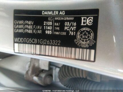 WDDTG5CB1GJ263322 2016 MERCEDES-BENZ