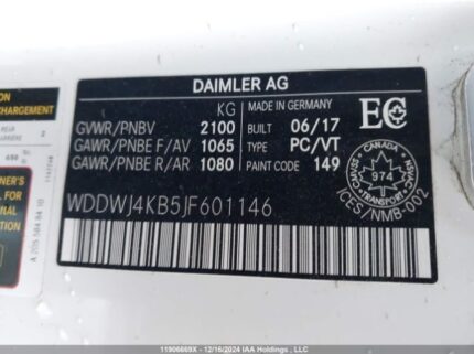 WDDWJ4KB5JF601146 2018 MERCEDES-BENZ