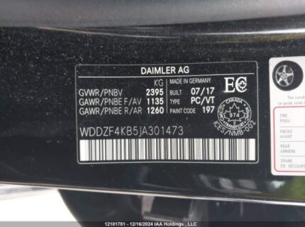WDDZF4KB5JA301473 2018 MERCEDES-BENZ