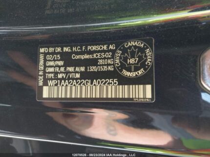 WP1AA2A22GLa02255 2016 PORSCHE