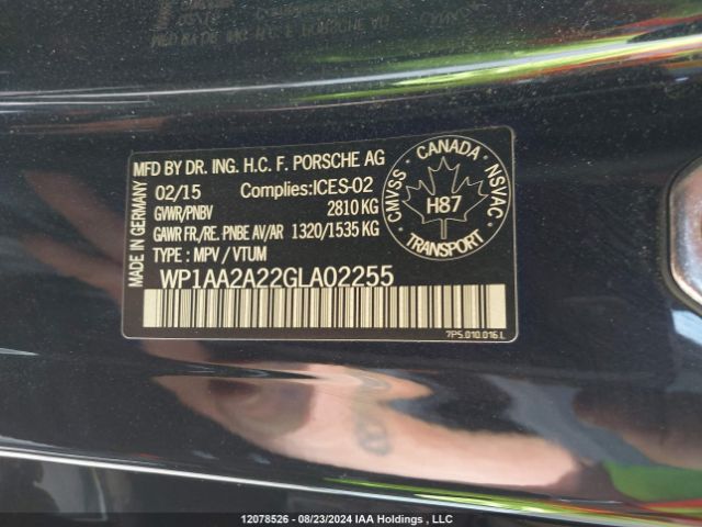WP1AA2A22GLa02255 2016 PORSCHE