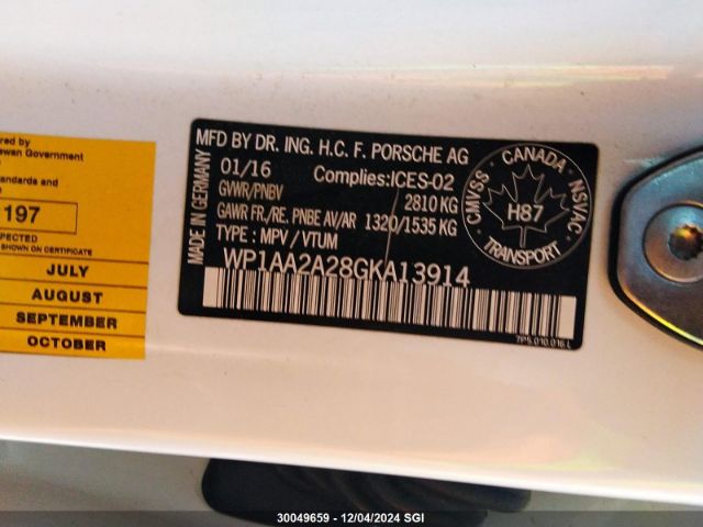 WP1AA2A28GKa13914 2016 PORSCHE