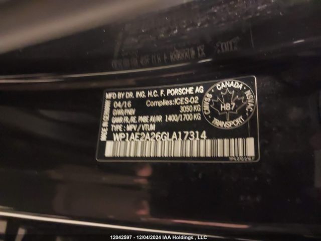 WP1AE2A26GLA17314 2016 PORSCHE