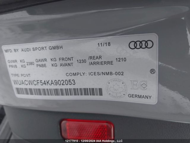 WUACWCF54KA902053 2019 AUDI